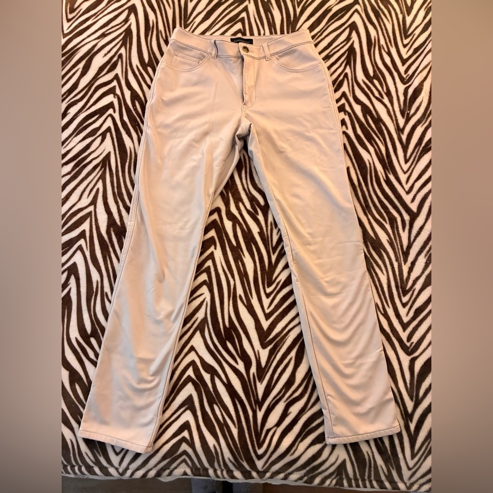 Banana Republic Vegan Leather Straight-Leg Trousers in Cream
